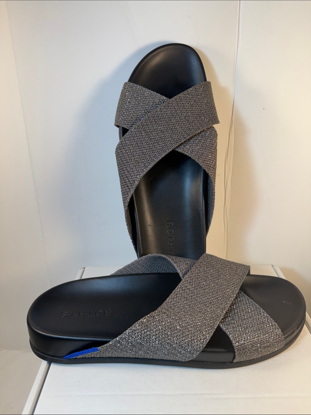 Rothy's Gray Crisscross Slide Sandals